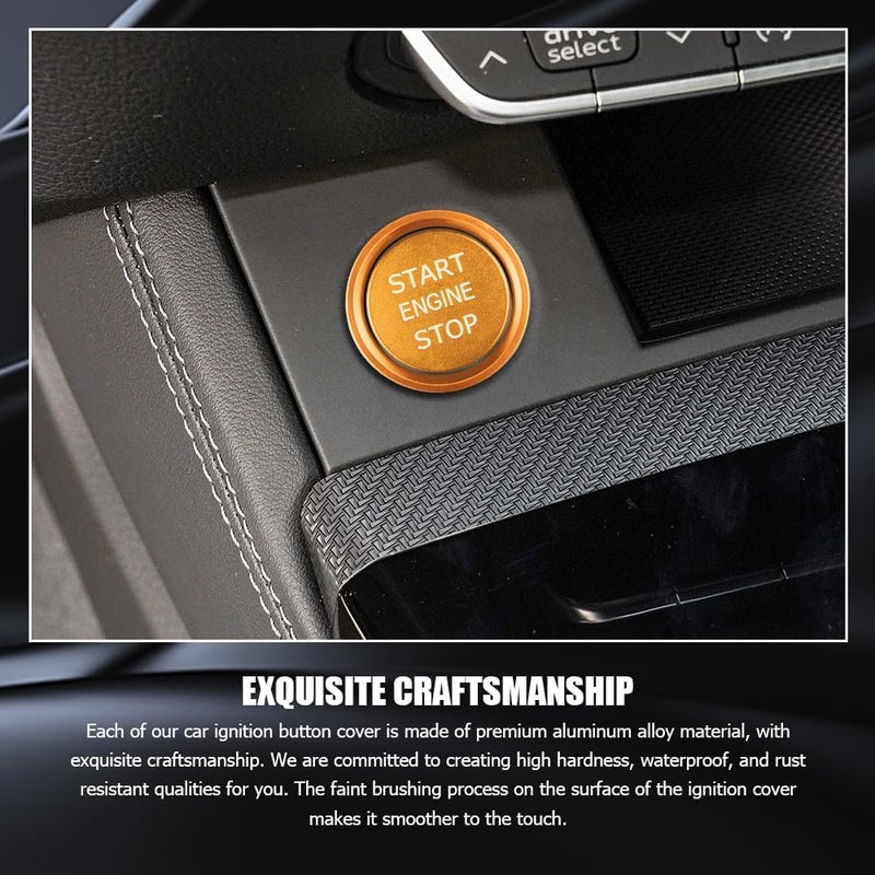 Lyxheth Car Push Start Button Cover, Engine Start Cover, Cool Aluminum Engines Starts Buttons Covers with Metal Ring for Cars Decorations, Car Engine Start Button Decal Accessory for Audi A4 (Gold) - Image 5